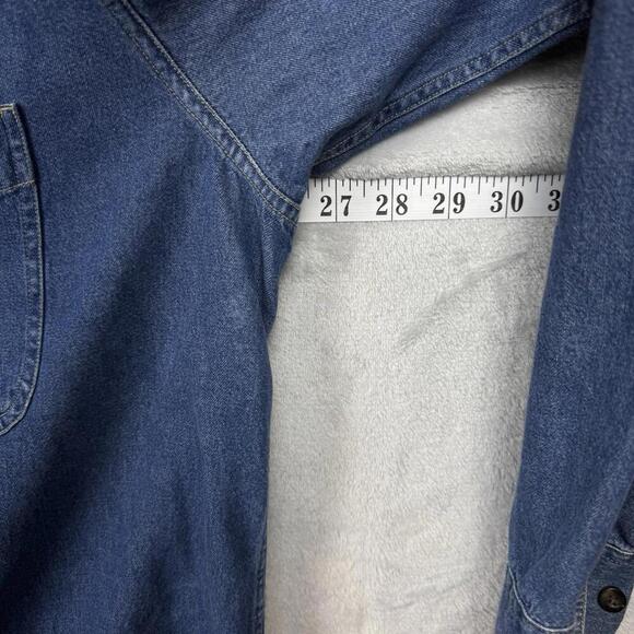 VTG Eddie Bauer Denim Button-Up Shirt Men Sz XL Tall Long Sleeve Pocket Western - Picture 10 of 12